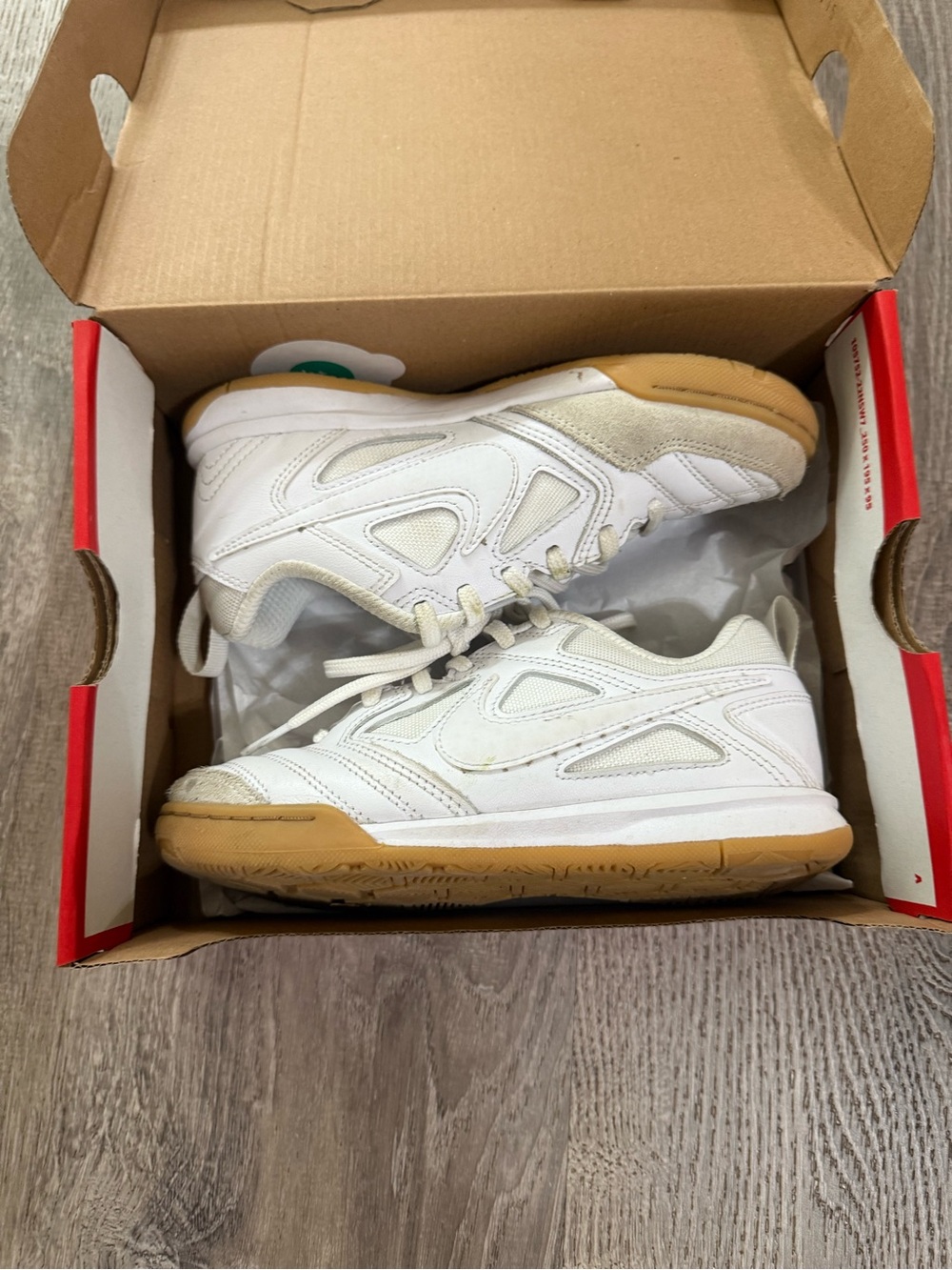 Nike Kids White Sneakers with Gum Sole